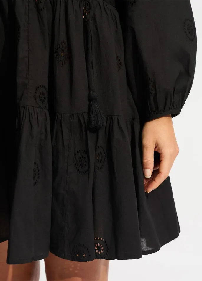 Seafolly Beach Dresses Women Embroidery Tiered Dress 8211 Black