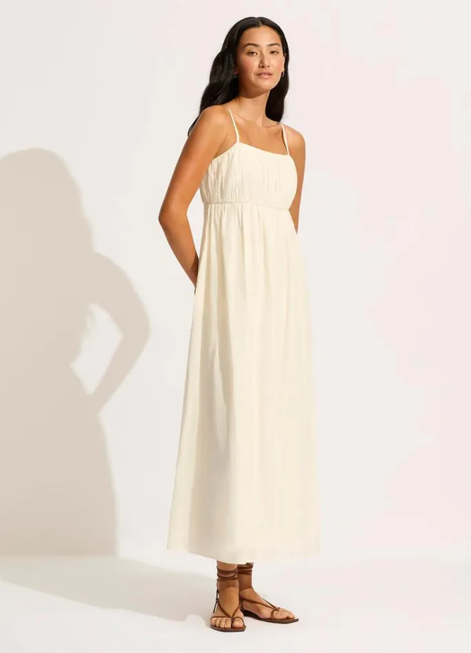 Seafolly Beach Dresses Women Piped Maxi Dress 8211 Ecru