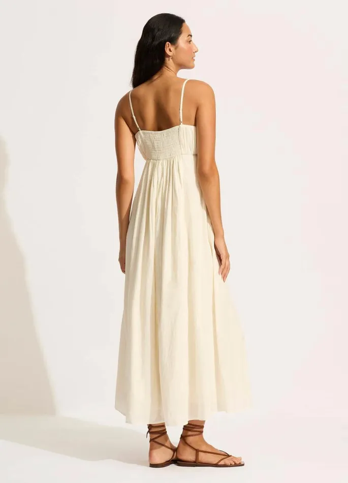 Seafolly Beach Dresses Women Piped Maxi Dress 8211 Ecru
