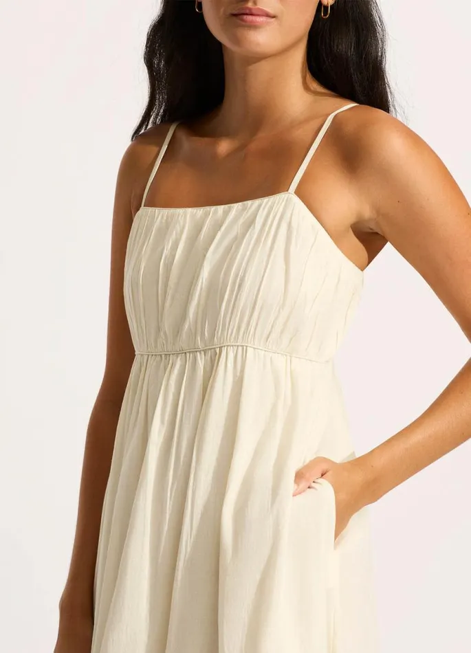 Seafolly Beach Dresses Women Piped Maxi Dress 8211 Ecru
