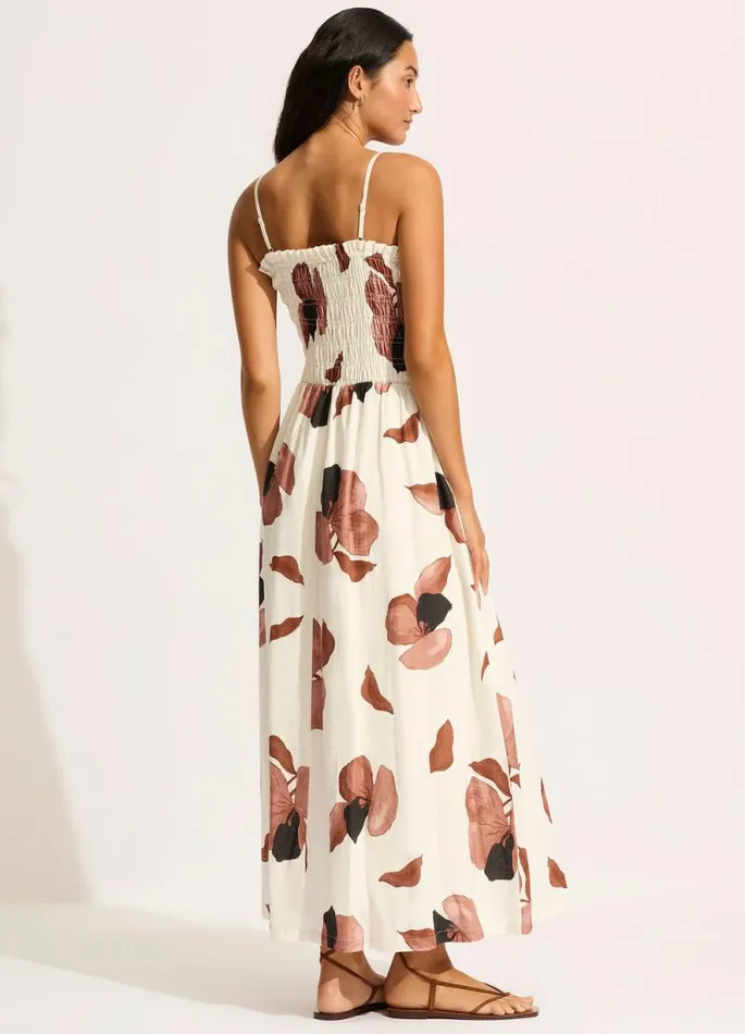 Seafolly Beach Dresses Women Secret Garden Shirred Maxi Dress 8211 Black