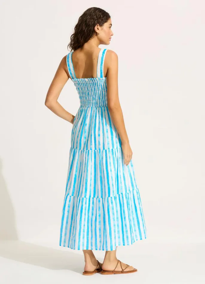 Seafolly Beach Dresses Women Shirred Midi Dress 8211 Turquoise