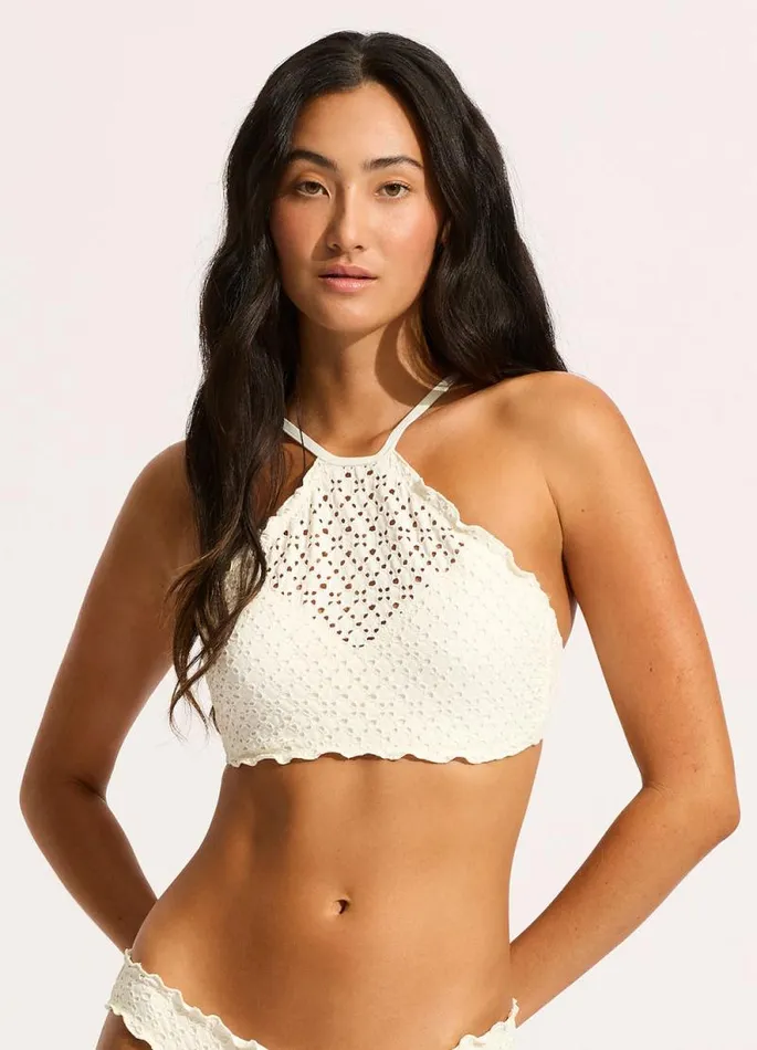 Seafolly Bralette Women Daydreamer High Neck Tank Bikini Top 8211 Vanilla