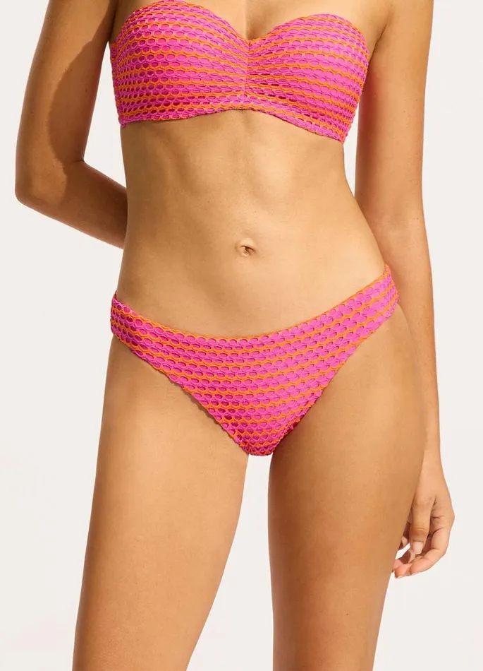Seafolly Hipster Women Mesh Effect Hipster Bikini Bottom 8211 Hot Pink