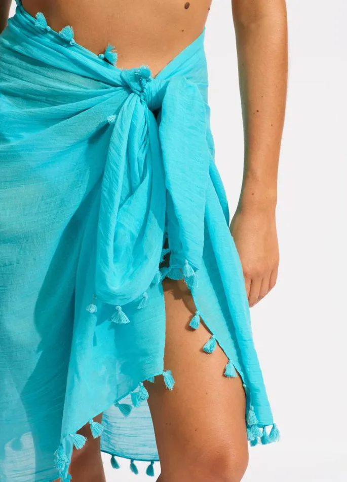 Seafolly Skirts and Sarongs Women Cotton Gauze Sarong 8211 Atoll Blue