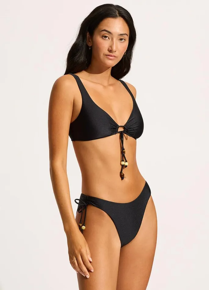 Seafolly Tie Side Women Palermo Loop Tie Side Bikini Bottom 8211 Black