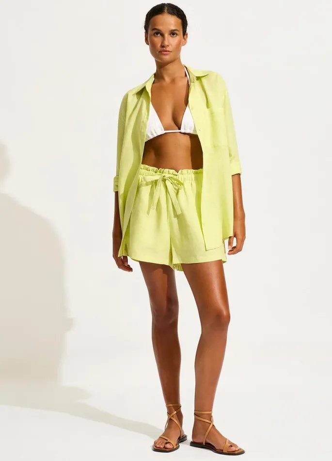 Seafolly Tops Women Corfu Contrast Stitch Shirt 8211 Pistachio