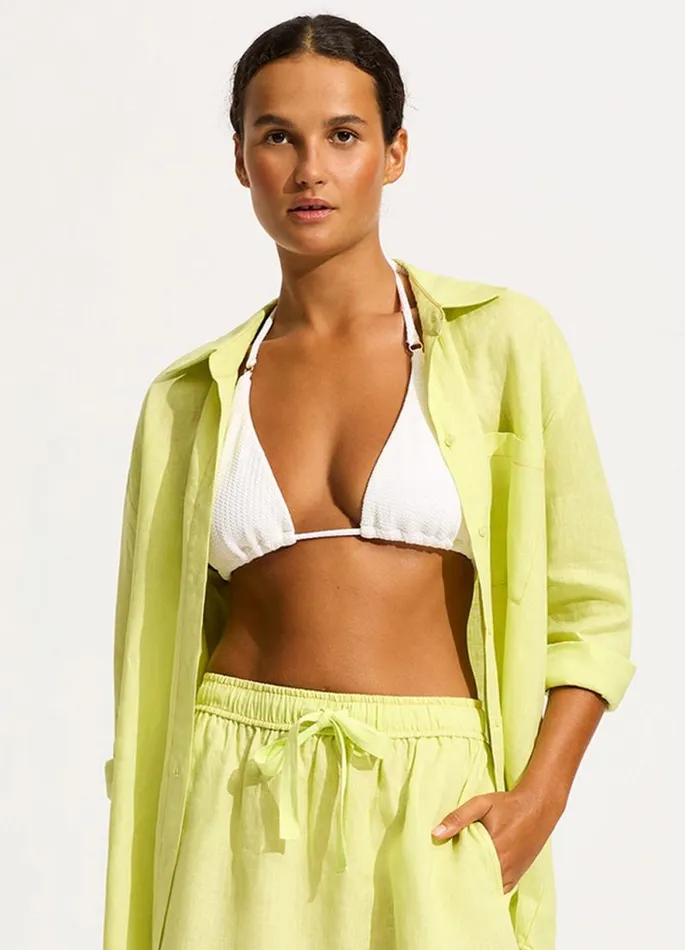 Seafolly Tops Women Corfu Contrast Stitch Shirt 8211 Pistachio