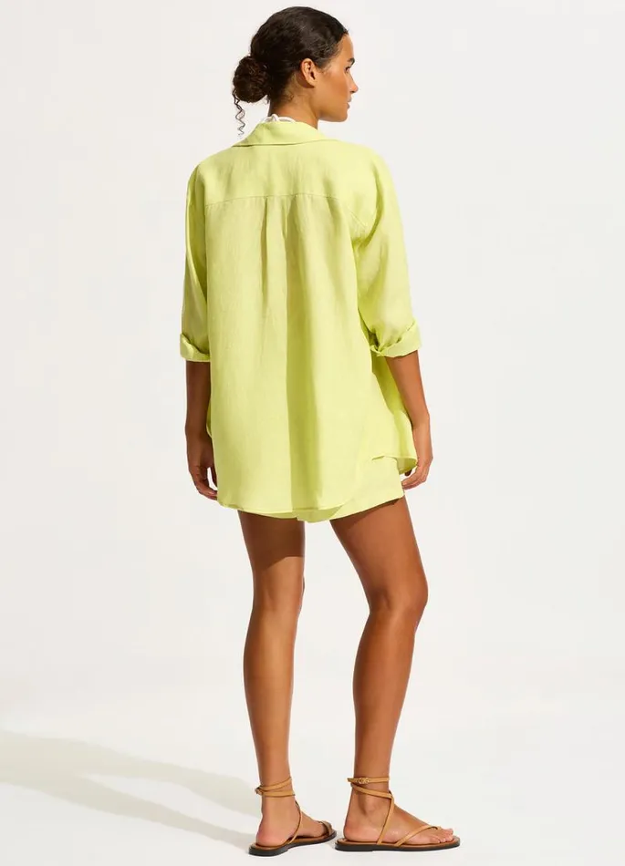 Seafolly Tops Women Corfu Contrast Stitch Shirt 8211 Pistachio