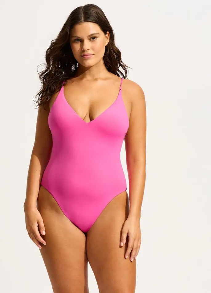 Seafolly V Neck Women Seafolly Collective V Neck One Piece 8211 Hot Pink