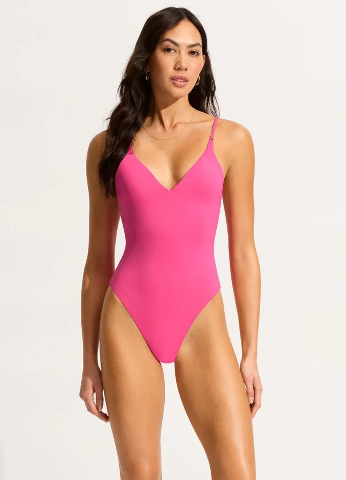 Seafolly V Neck Women Seafolly Collective V Neck One Piece 8211 Hot Pink