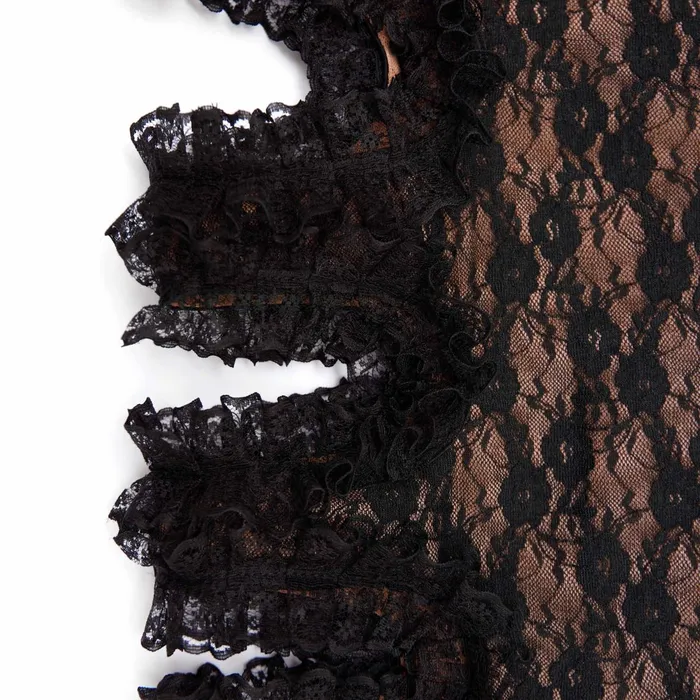 Self Portrait Bottoms Women Black Lace Cut Out Midi Skirt Black