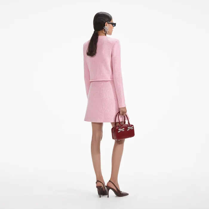 Self Portrait Bottoms Women Pink Melange Merino Knit Skirt