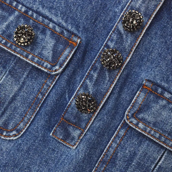 Self Portrait Denim Women Pleated Denim Mini Dress