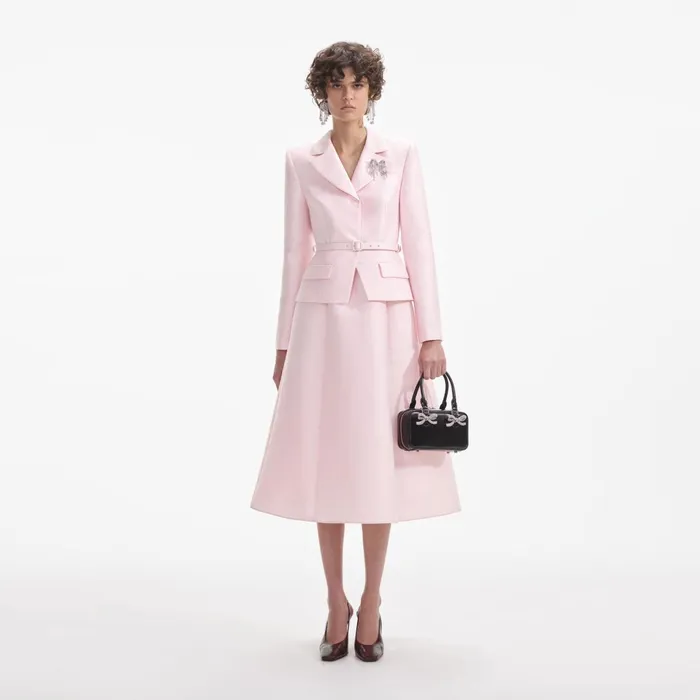 Self Portrait Dresses Women Pink Tailored Taffeta Midi Dress Pink