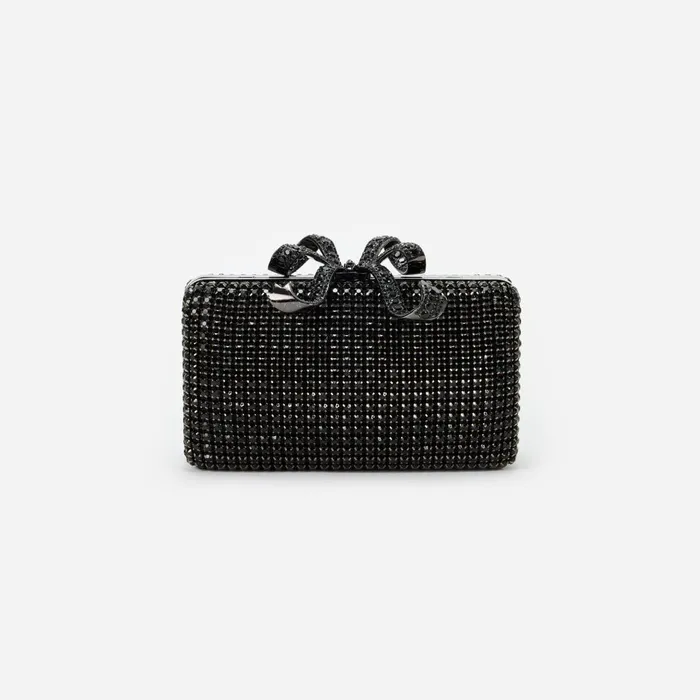 Self Portrait Handbags Women Black Crystal Box Clutch