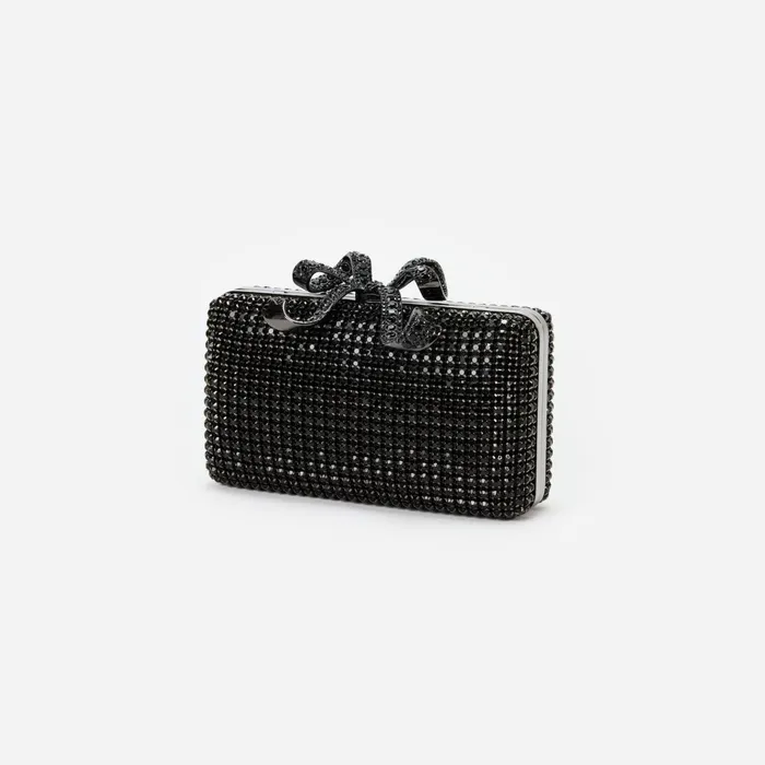 Self Portrait Handbags Women Black Crystal Box Clutch