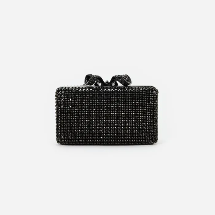 Self Portrait Handbags Women Black Crystal Box Clutch