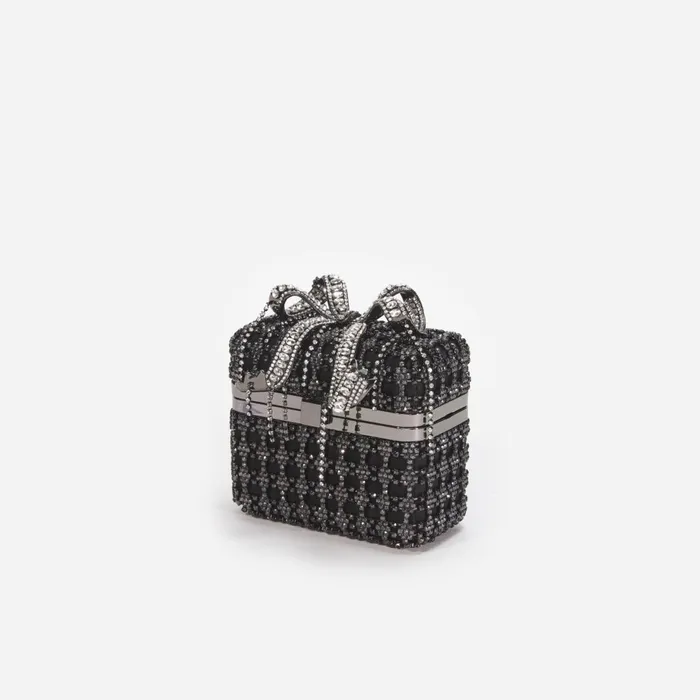 Self Portrait Handbags Women Black Crystal Vanity Case