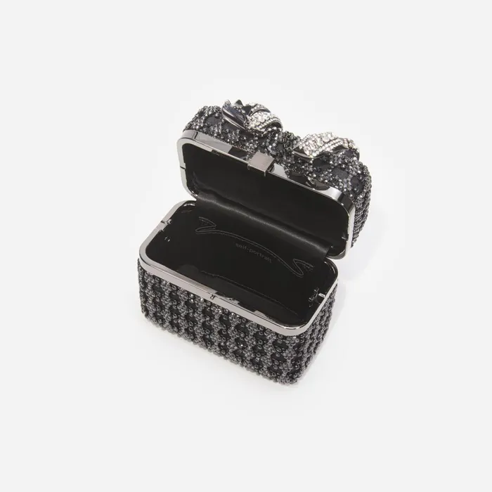 Self Portrait Handbags Women Black Crystal Vanity Case