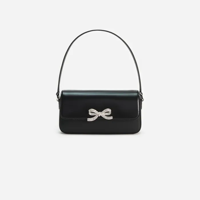 Self Portrait Handbags Women Black Leather Baguette Bag Black