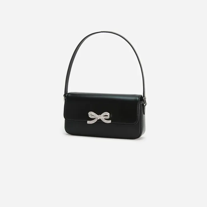 Self Portrait Handbags Women Black Leather Baguette Bag Black