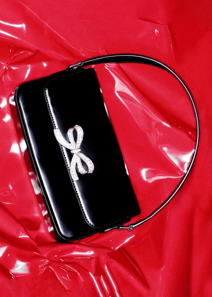 Self Portrait Handbags Women Black Leather Baguette Bag Black