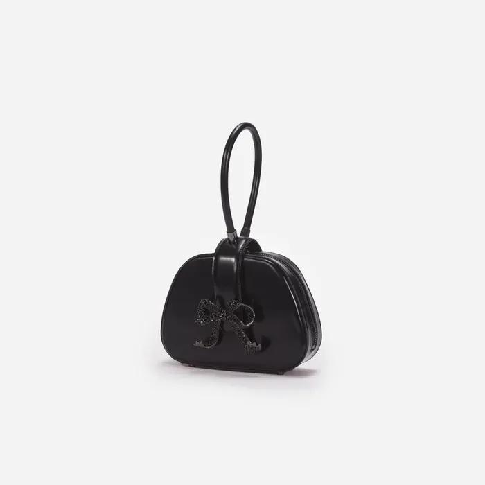Self Portrait Handbags Women Black Leather Top Handle Mini Bag Black