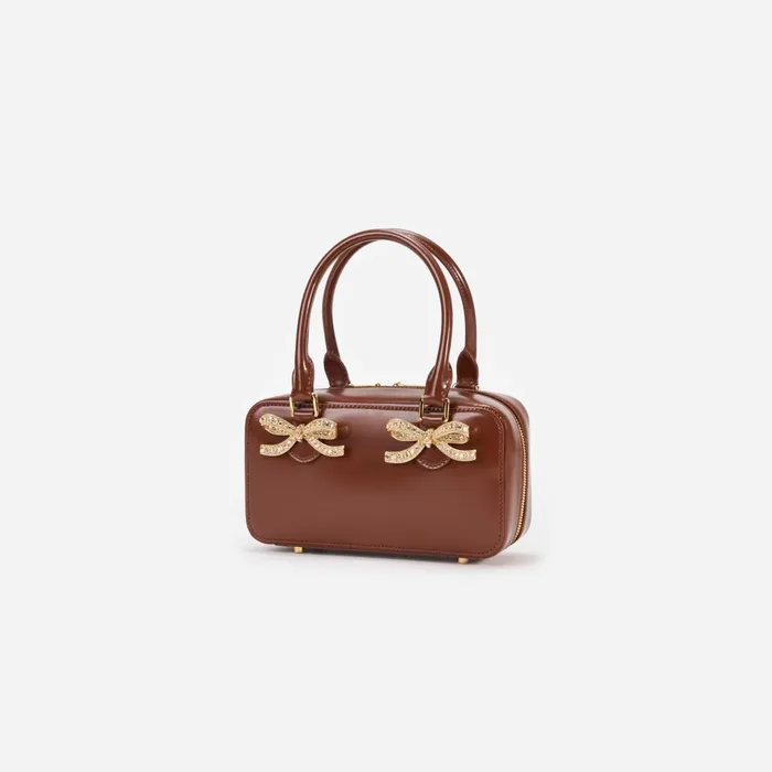 Self Portrait Handbags Women Brown Leather Mini Tote Bag
