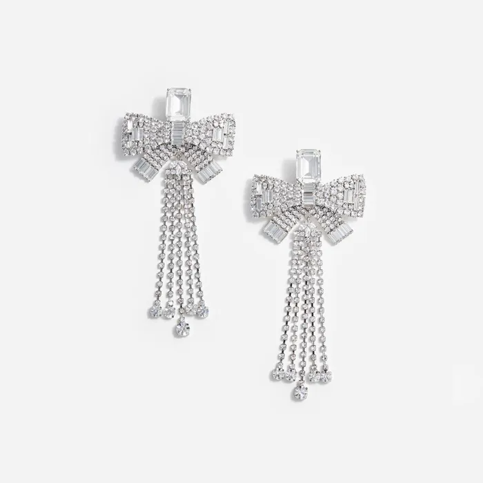Self Portrait Jewellery Women Crystal Bow Droplet Earrings