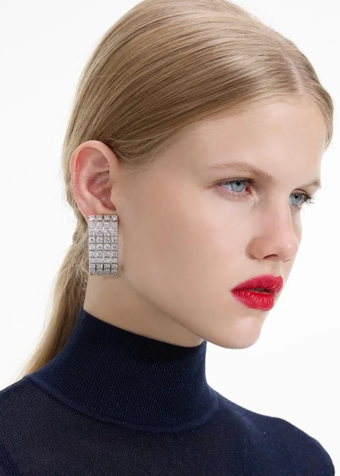 Self Portrait Jewellery Women Crystal Chainmail Earrings