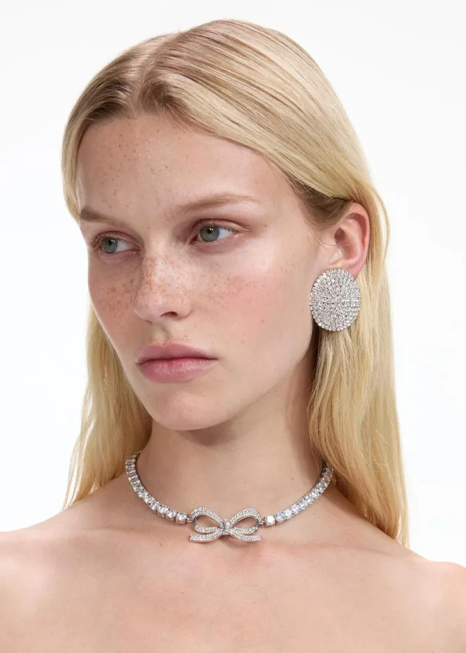 Self Portrait Jewellery Women Large Round Crystal Earrings