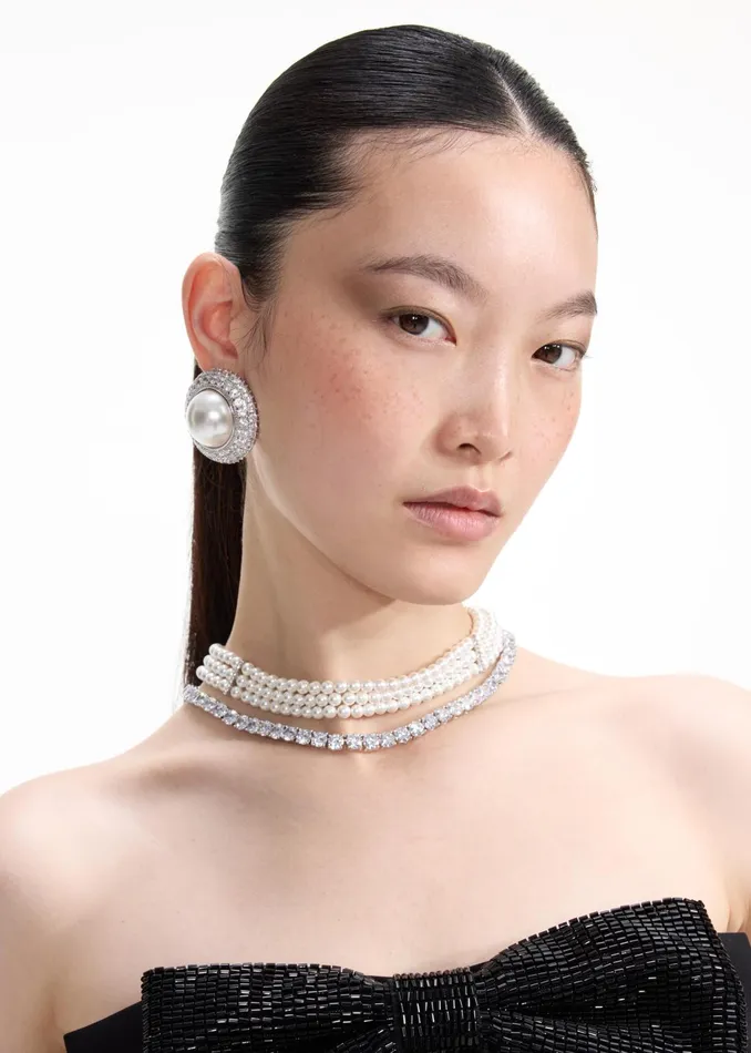 Self Portrait Jewellery Women Pearl Diamante Necklace