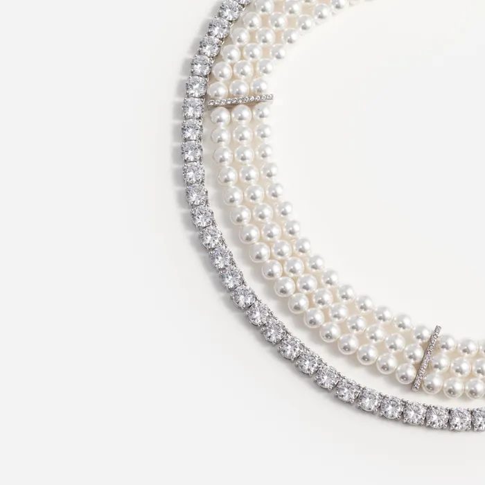 Self Portrait Jewellery Women Pearl Diamante Necklace