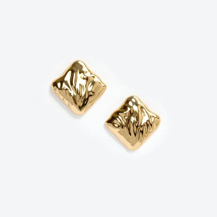 Self Portrait Jewellery Women Textured Gold Square Earrings