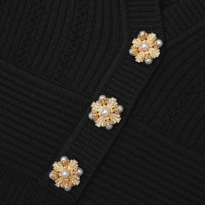 Self Portrait Knitwear Women Black Pointelle Knit Top