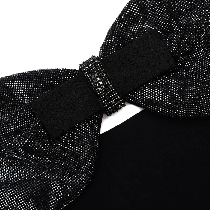Self Portrait Tops Women Black Crepe Bow Top