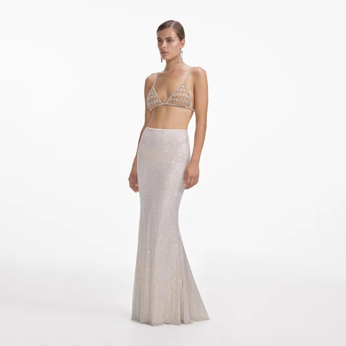 Self Portrait Tops Women Silver Chainmail Bralette