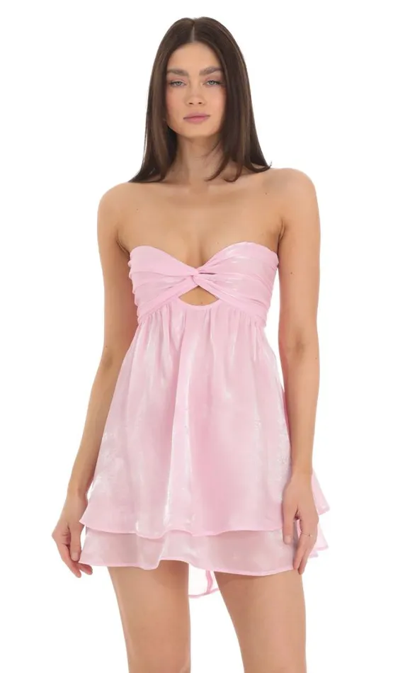 Sheen Cutout Babydoll Dress Pink Women LUCY IN THE SKY Mini Dresses Sheen Cutout Babydoll Dress Pink Women LUCY IN THE SKY Mini Dresses