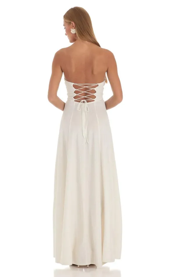 Shimmer Sequin Velvet Maxi Dress White Women LUCY IN THE SKY Maxi Dresses Shimmer Sequin Velvet Maxi Dress White Women LUCY IN THE SKY Maxi Dresses