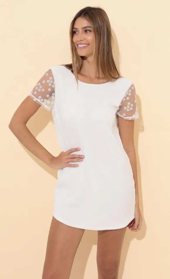 Shirt Dress White Floral Women LUCY IN THE SKY Mini Dresses