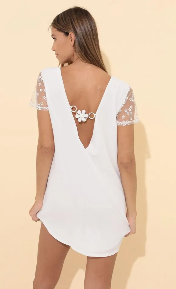 Shirt Dress White Floral Women LUCY IN THE SKY Mini Dresses Shirt Dress White Floral Women LUCY IN THE SKY Mini Dresses
