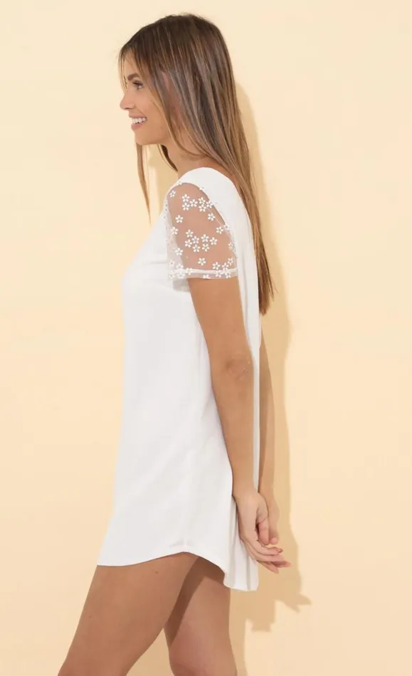 Shirt Dress White Floral Women LUCY IN THE SKY Mini Dresses Shirt Dress White Floral Women LUCY IN THE SKY Mini Dresses