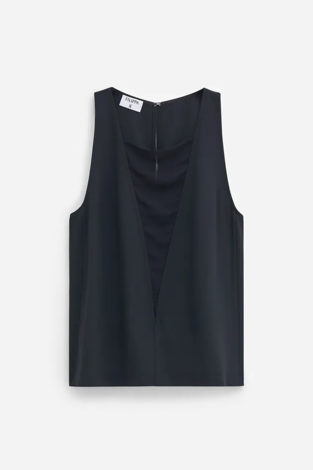 Shirts and Blouses filippak Women Contrast VNeck Tank Black Shirts and Blouses filippak Women Contrast VNeck Tank Black