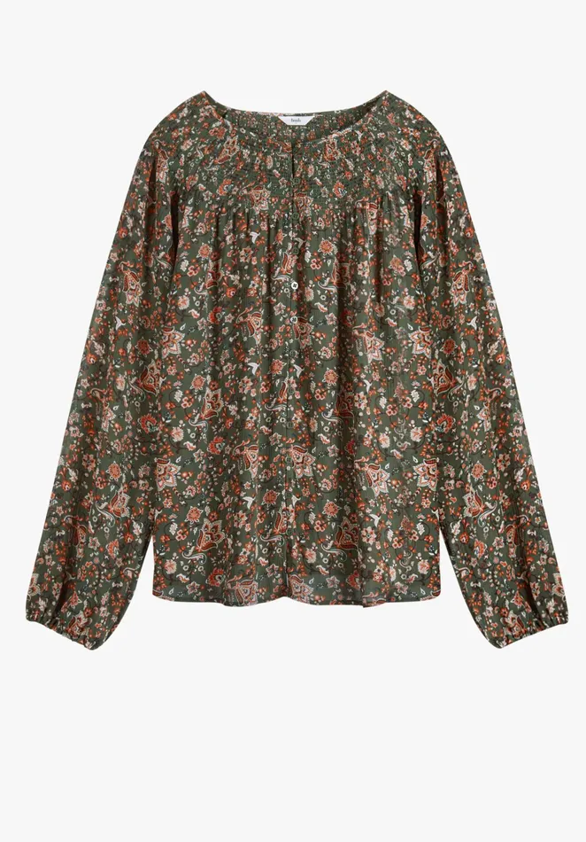 Shirts and Blouses Women Hush Lana Shirred Blouse Floral Khakibrown
