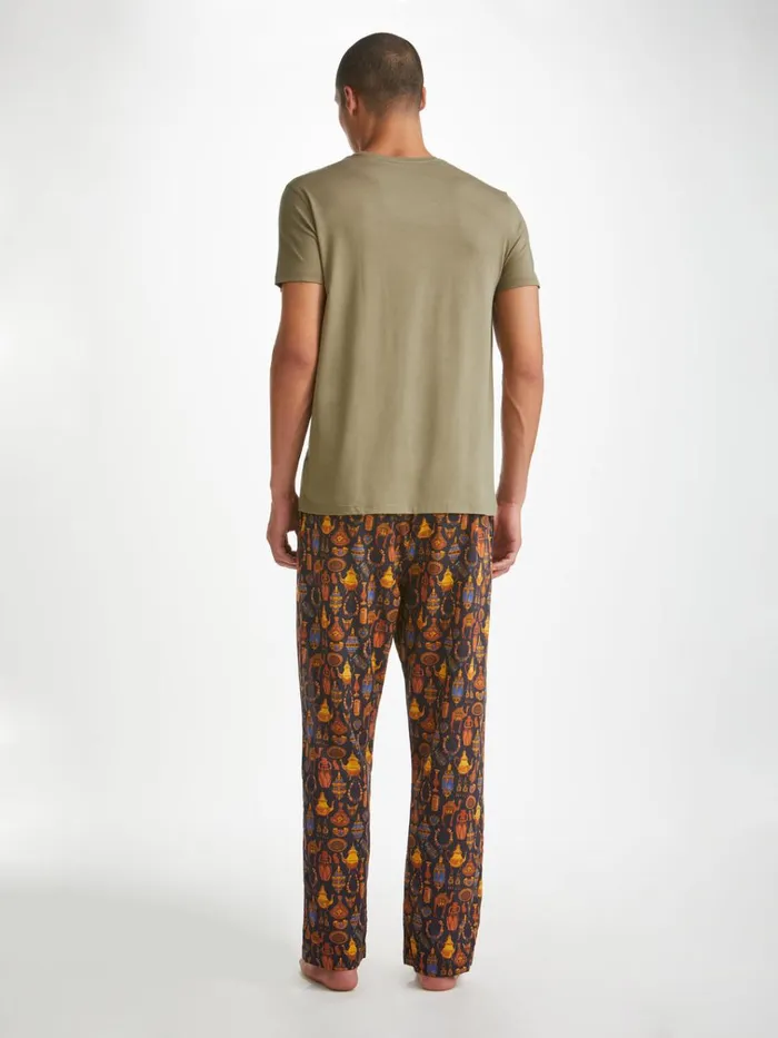 Short Sleeve TShirts Men Derek Rose TShirt Basel Micro Modal Stretch Khaki