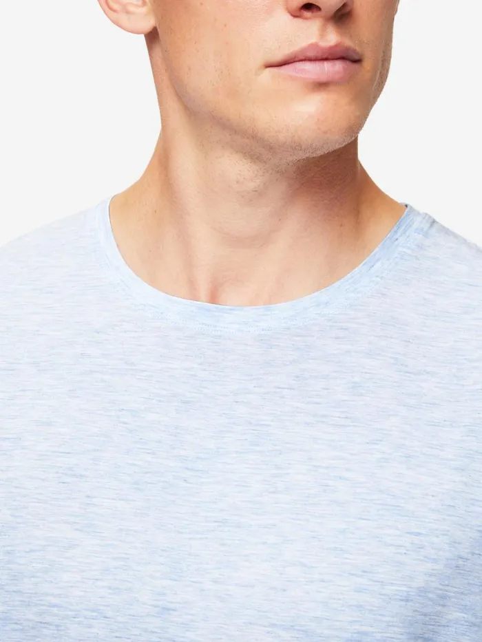 Short Sleeve TShirts Men Derek Rose TShirt Ethan Micro Modal Stretch Light Blue Marl