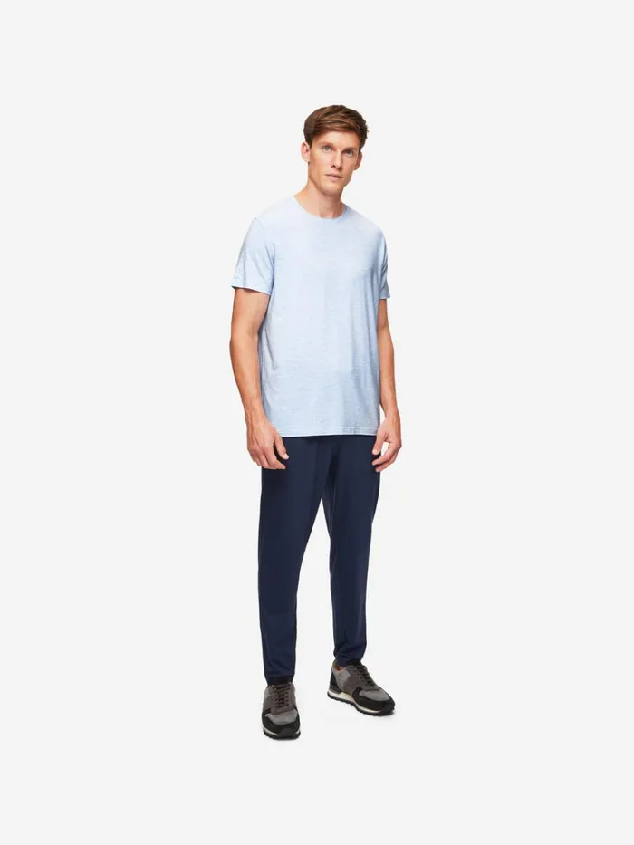 Short Sleeve TShirts Men Derek Rose TShirt Ethan Micro Modal Stretch Light Blue Marl