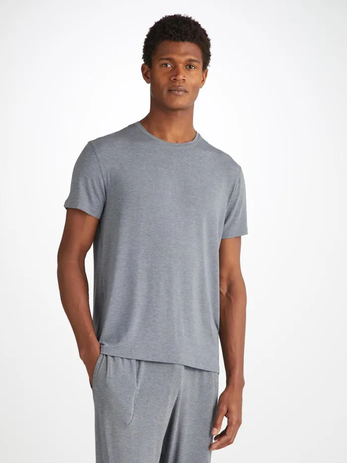 Short Sleeve TShirts Men Derek Rose TShirt Marlowe Micro Modal Stretch Charcoal
