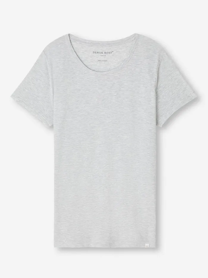 Short Sleeve TShirts Women Derek Rose TShirt Ethan Micro Modal Stretch Silver Marl